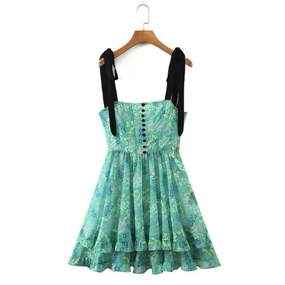 Mini Tie On Shoulder Dress Spring - Picture 1 of 9